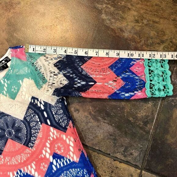 Sequin Hearts Girl’s Multicolored Chevron Lace Dress Size 7 - Picture 4 of 10